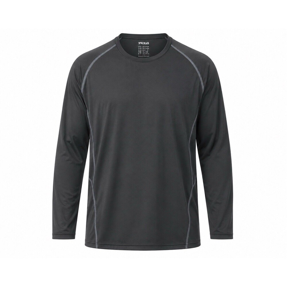 TSLA Men’s Compression Shirt 2XL Black Long Sleeve Athletic Base Layer Stretch